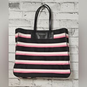 Victoria’s Secret Pink & Black Stripe Large Tote Bag Shoulder Carryall